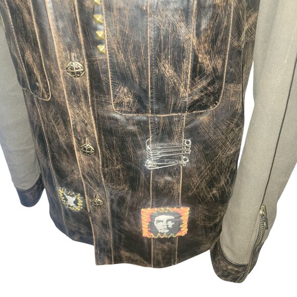 WILSON'S M JULIAN Vintage rock- inspired Distressed Leather Jacket Skull Studs - Picture 3 of 9